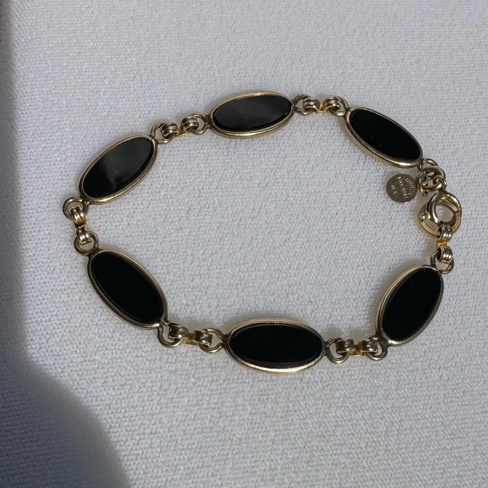 12K Gold Filled Black Onyx Bracelet